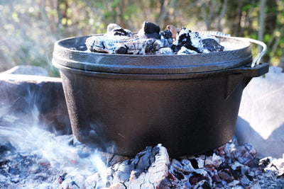 Outdoor Baked Bread in a Cast Iron Camp Dutch Oven