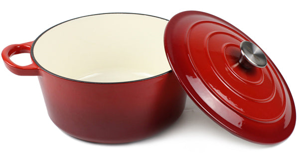 Vintage Enamel Small Soup Pot, Porridge Pot, Pot With Lid, Red Enamel Pot.  