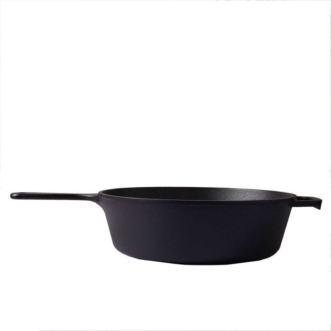 Gietijzeren Koekenpan (EXTRA DIEP) - 10,25"-Inch (26 cm) met Koekenpandeksel, Bakpannen + Siliconen Handvatbeschermer - Ovenbestendig Kookgerei - Binnen/Buiten Gebruik - Te Gebruiken op Elk Fornuis, Grill, Inductie Veilig
