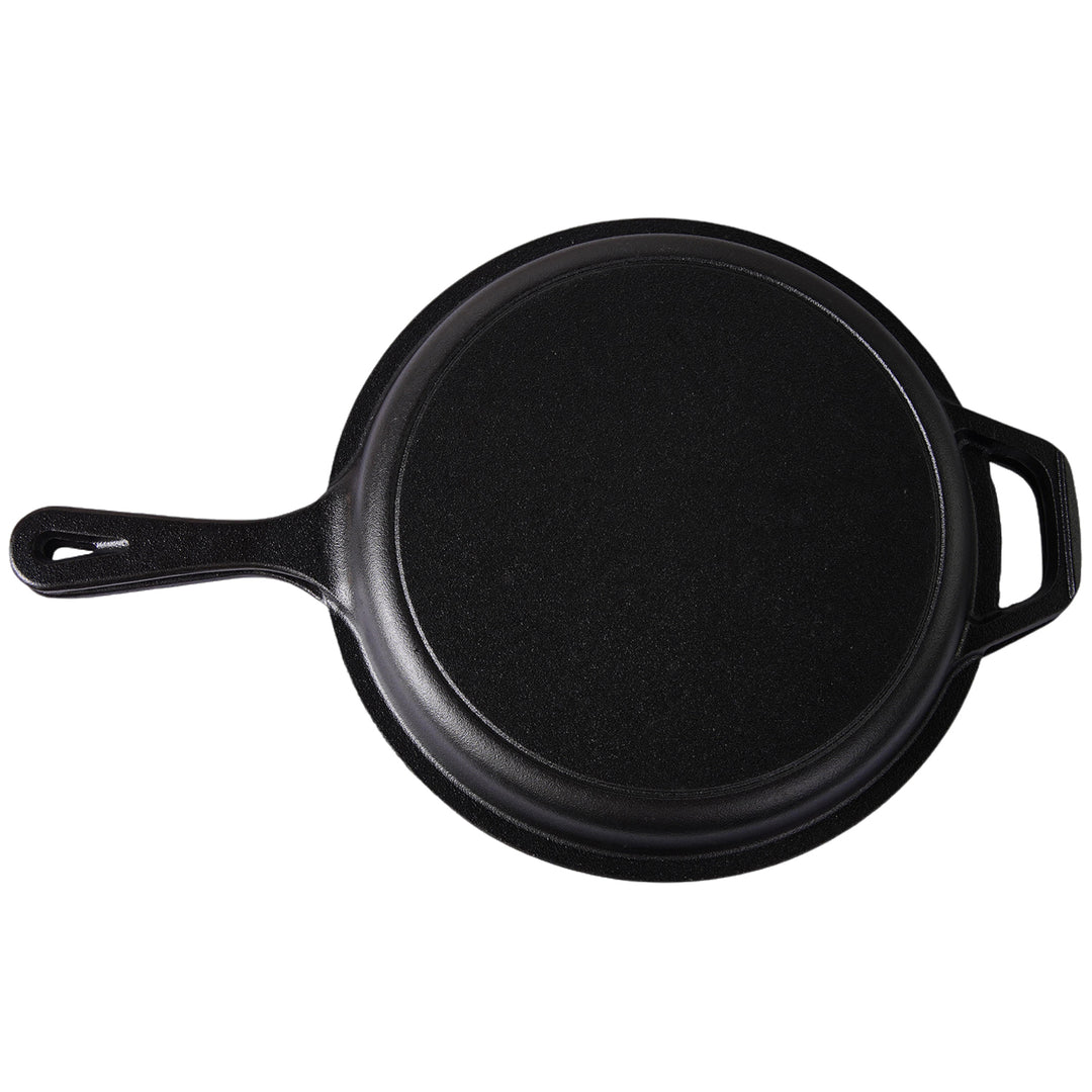 Gietijzeren Koekenpan (EXTRA DIEP) - 10,25"-Inch (26 cm) met Koekenpandeksel, Bakpannen + Siliconen Handvatbeschermer - Ovenbestendig Kookgerei - Binnen/Buiten Gebruik - Te Gebruiken op Elk Fornuis, Grill, Inductie Veilig