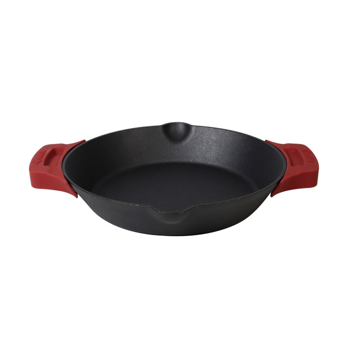 10.25-Zoll/26 cm Gusseisen-Pfannenset mit doppelten Schlaufengriffen, Bratpfanne, Silikon-Topflappen