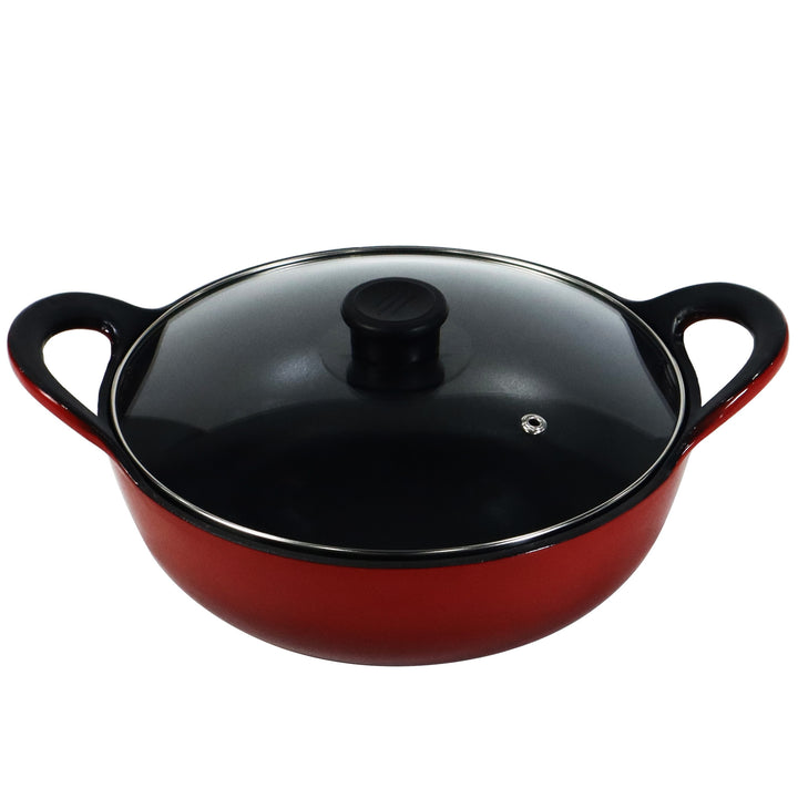 Enameled Cast Iron Balti Casserole with a Glass Lid, 3 Quart (2,83 litre) Cast Iron Casserole Dish