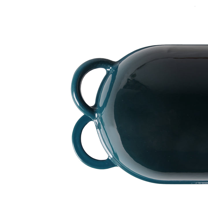 Moule à pain en fonte émaillée avec couvercle, bleu sarcelle foncé, moule allant au four pour la cuisson, kit de pain artisanal - moule à pain