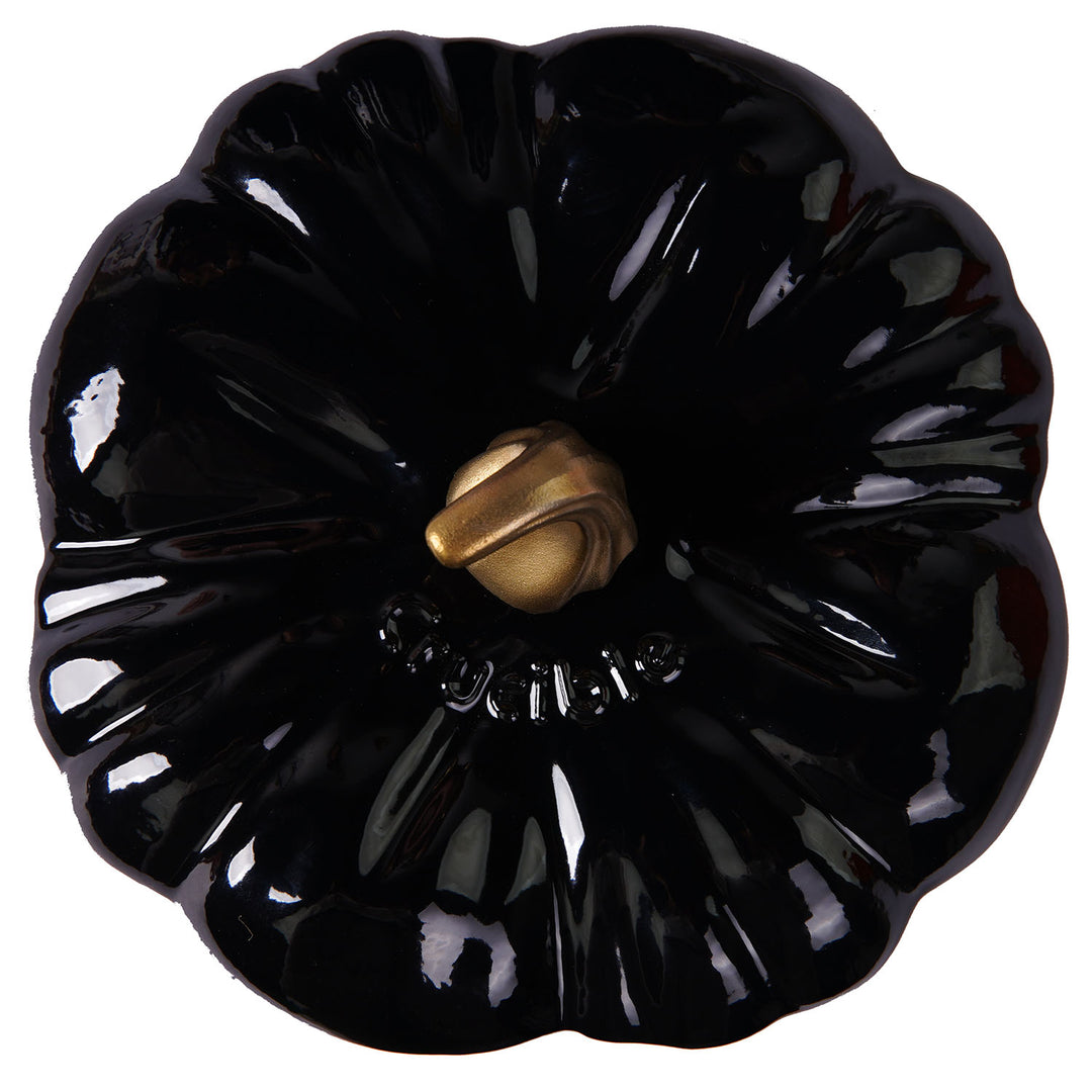 Pot citrouille en fonte émaillée, Dutch Oven, Cocotte, noir, 2.32 qt (2.2 L)