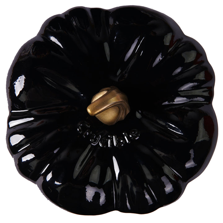Olla de calabaza de hierro fundido esmaltado, Dutch Oven, Cocotte, negro, 2.32 qt (2.2 L)