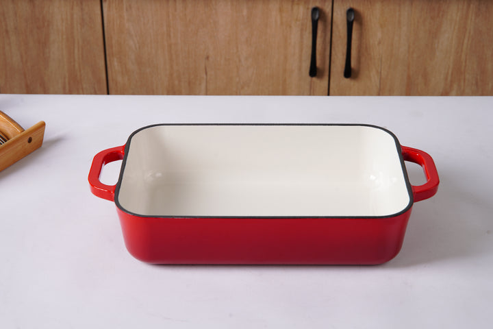 Enameled cast iron coasting pan baking dish from Crucible Cookware