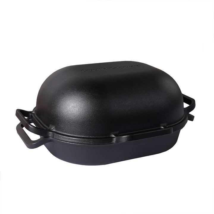Forma de Pão em Ferro Fundido, Forno para Pão Artesanal de Massa Azeda – Extra Grande – 6 Alças em Laço – Tampa Profunda para Cozedura a Vapor
