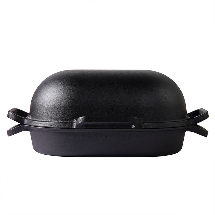 Forma de Pão em Ferro Fundido, Forno para Pão Artesanal de Massa Azeda – Extra Grande – 6 Alças em Laço – Tampa Profunda para Cozedura a Vapor