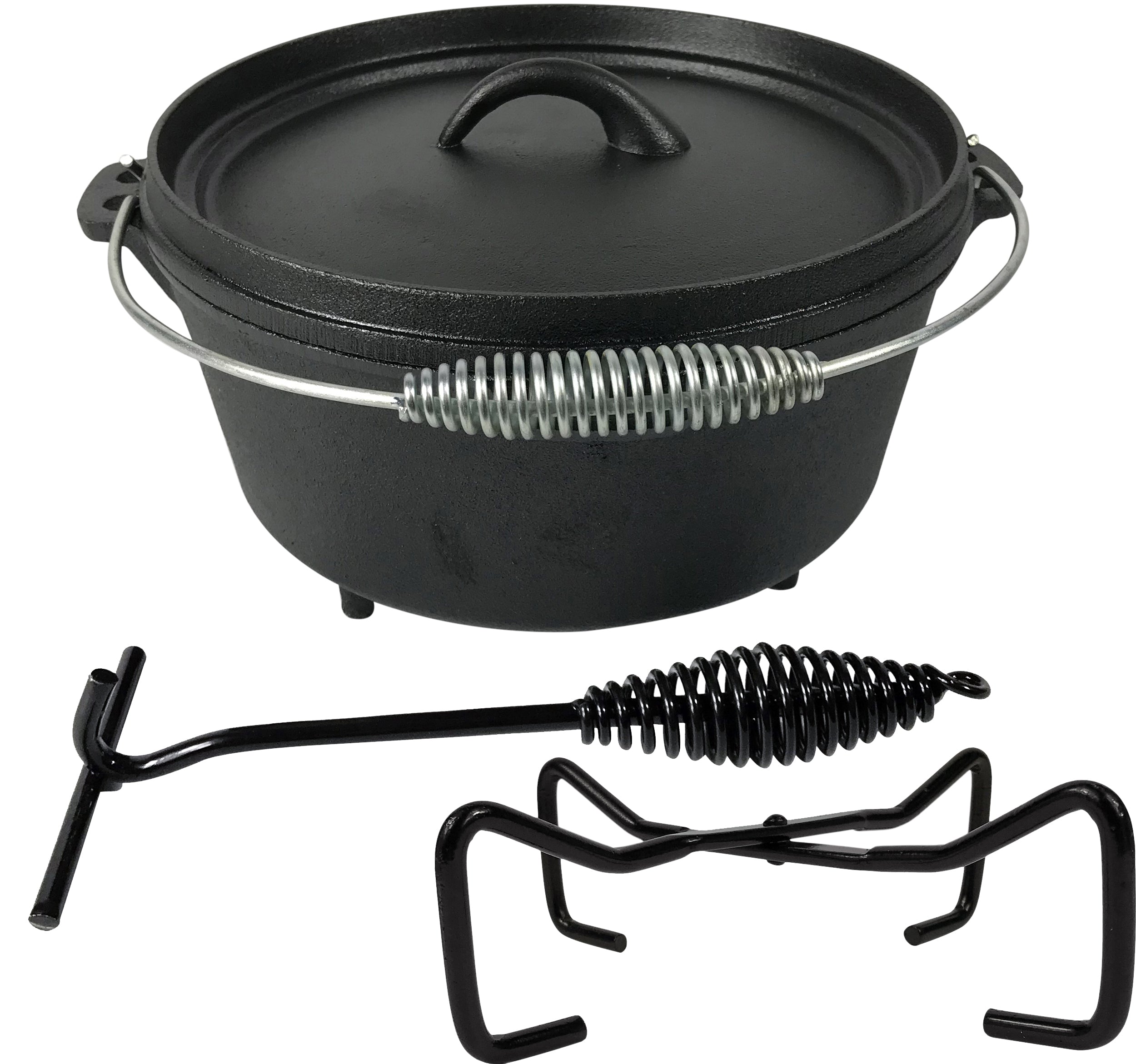 Pre-Seasoned Cast Iron Dutch Oven Pot with Lid Lifter Handle 5 Quart  Cookware