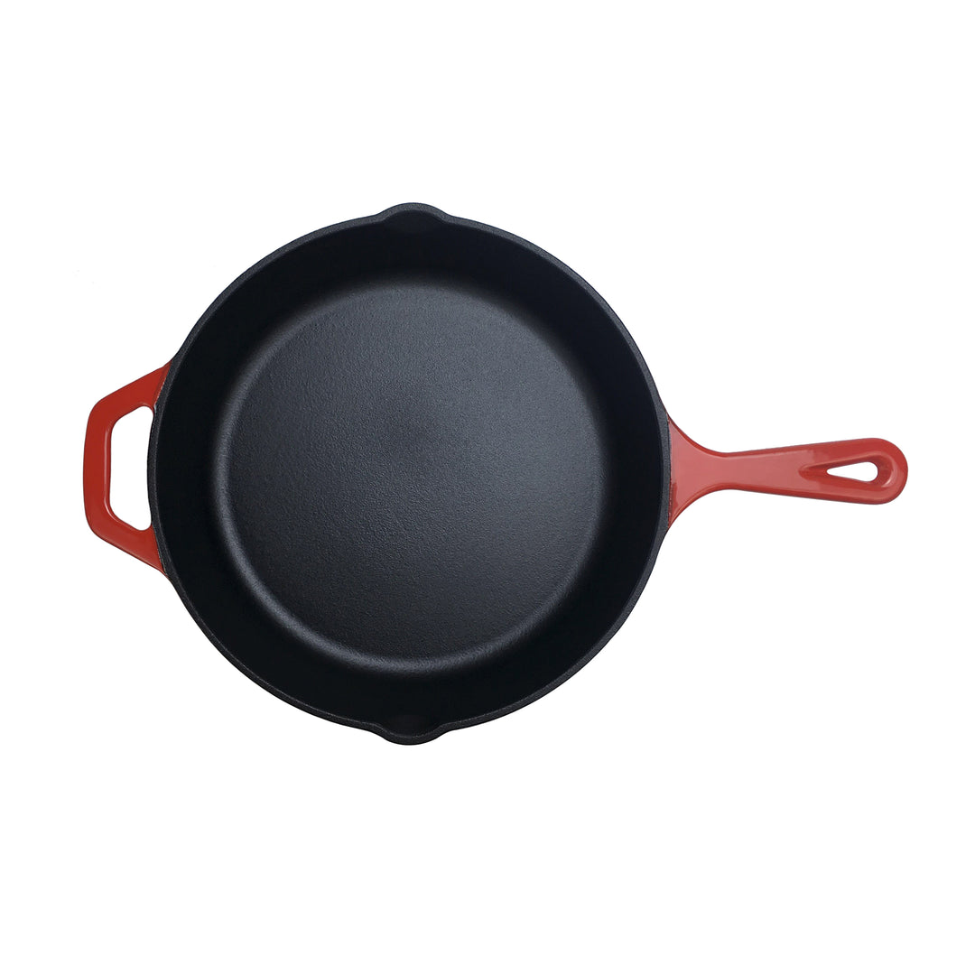 Poêle en fonte émaillée 10.25"/26 cm, poêle à frire + 2 housses de poignée en silicone