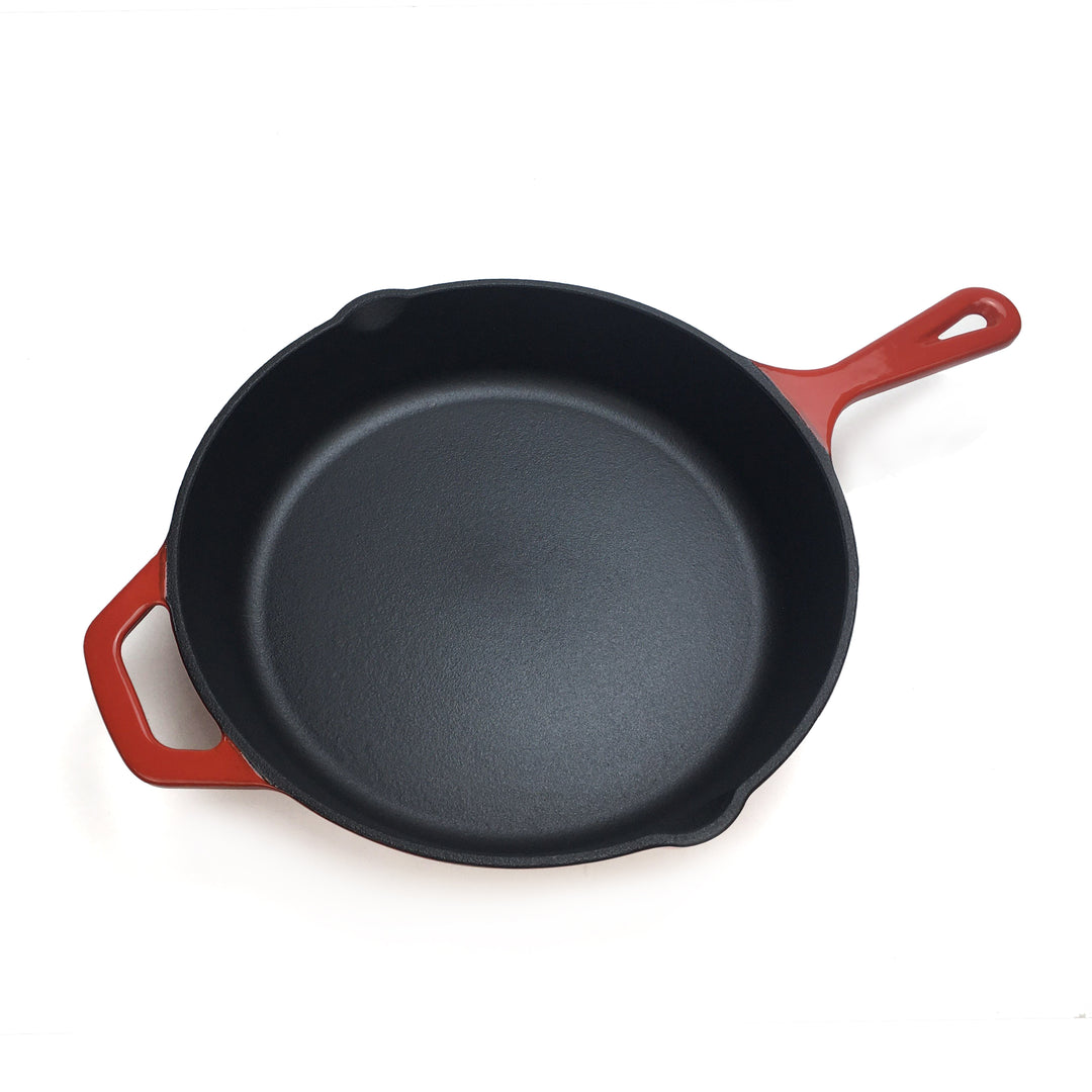 Poêle en fonte émaillée 10.25"/26 cm, poêle à frire + 2 housses de poignée en silicone
