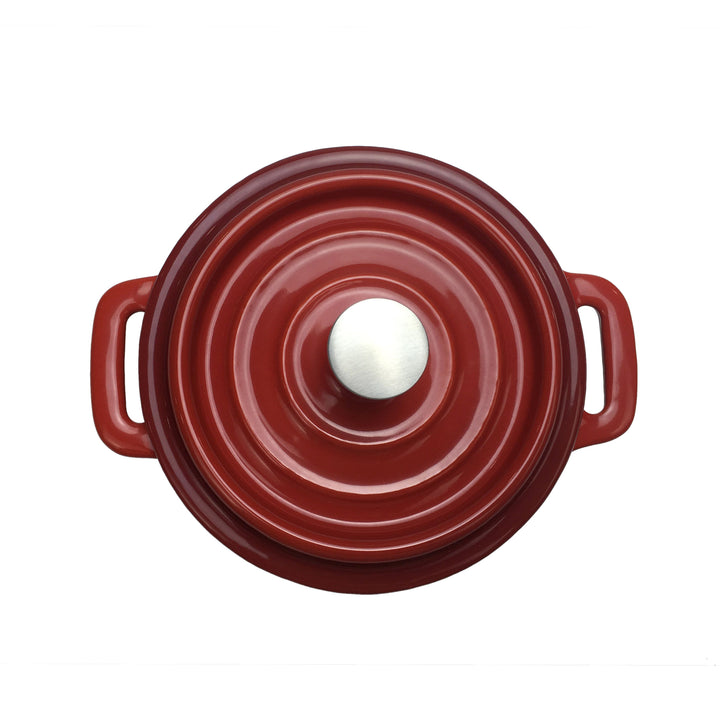 Cocotte Dutch Oven en fonte émaillée (petite) - 4" (10 cm) de diamètre - rouge rond