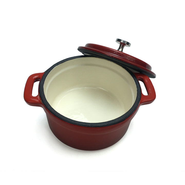 Cocotte Dutch Oven en fonte émaillée (petite) - 4" (10 cm) de diamètre - rouge rond