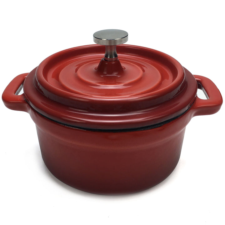 Cocotte Dutch Oven en fonte émaillée (petite) - 4" (10 cm) de diamètre - rouge rond