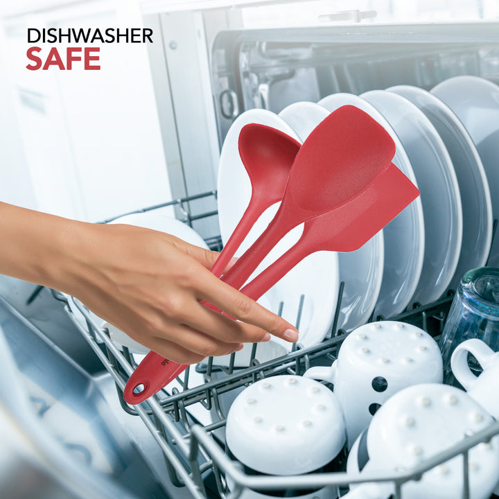 Set di utensili, set completo da 12 pezzi in silicone per cottura e cucina, set di pentole, gadget da cucina - Rosso - Utensilios de Cocinas
