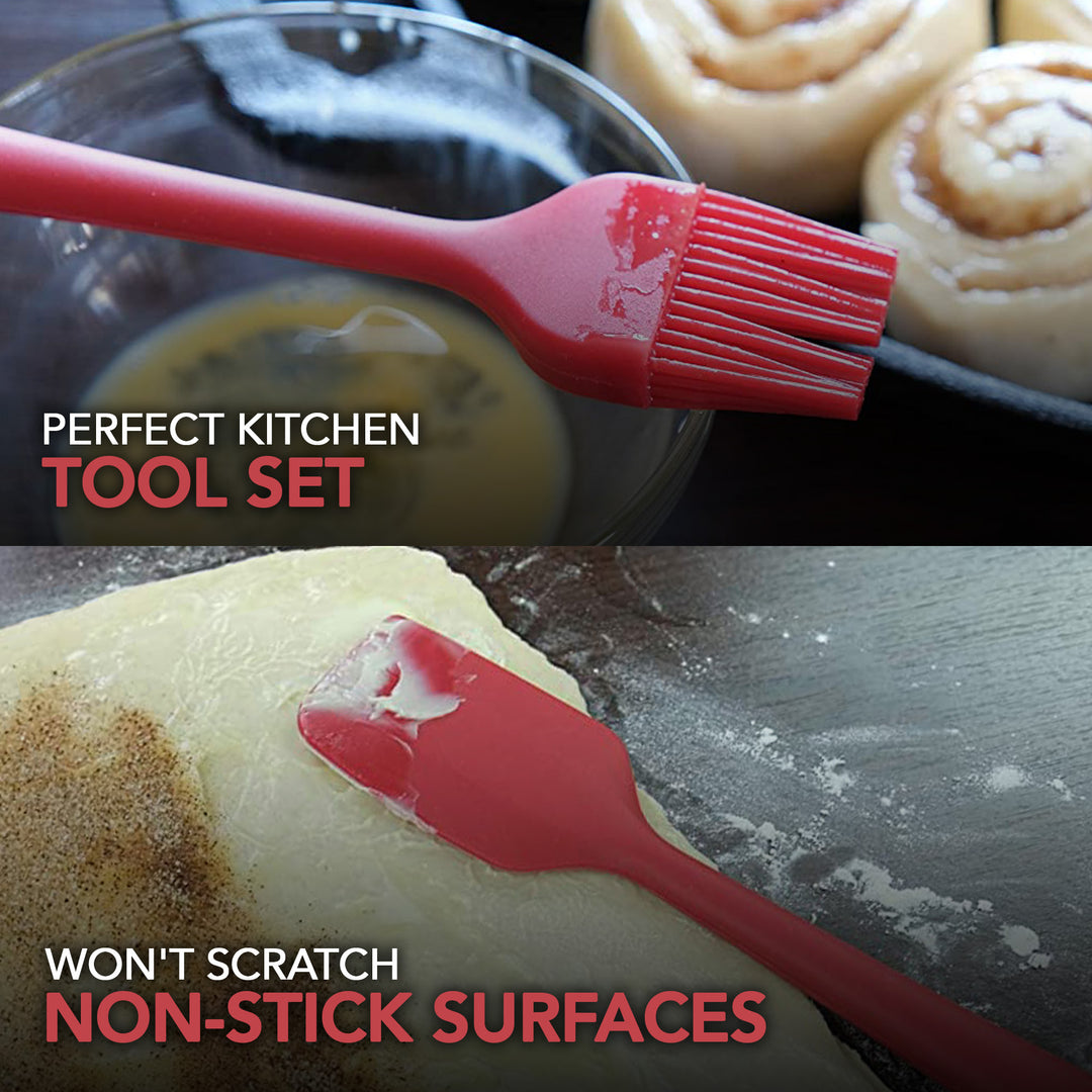 Set di utensili, set completo da 12 pezzi in silicone per cottura e cucina, set di pentole, gadget da cucina - Rosso - Utensilios de Cocinas