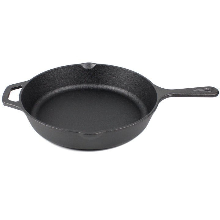 10.25-Zoll/26 cm Gusseisen-Pfannenset, Silikon-Griffhalter, Glasdeckel, Gusseisen-Reiniger, Schaber