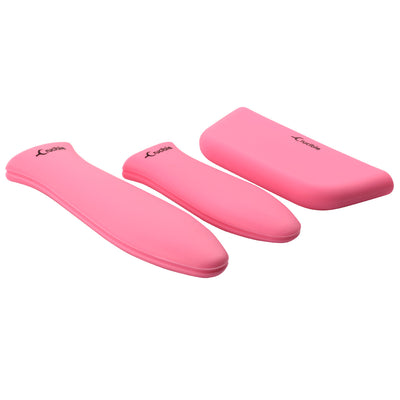 Silicone Potholders (3-Pack Mix Pink) for Cast Iron Skillets