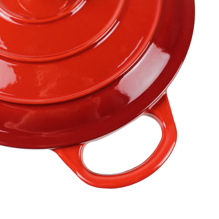 Geëmailleerde gietijzeren Dutch Oven pot, Cocotte, braadpan - rond rood 10.23" (26 cm)