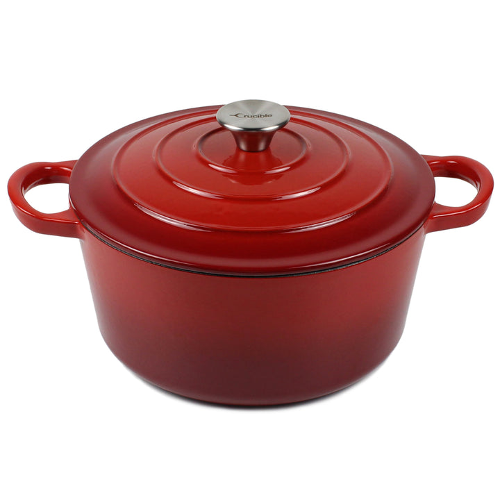 Geëmailleerde gietijzeren Dutch Oven pot, Cocotte, braadpan - rond rood 10.23" (26 cm)