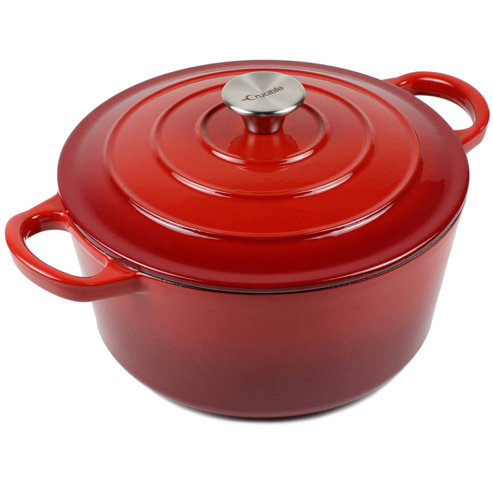 Geëmailleerde gietijzeren Dutch Oven pot, Cocotte, braadpan - rond rood 10.23" (26 cm)