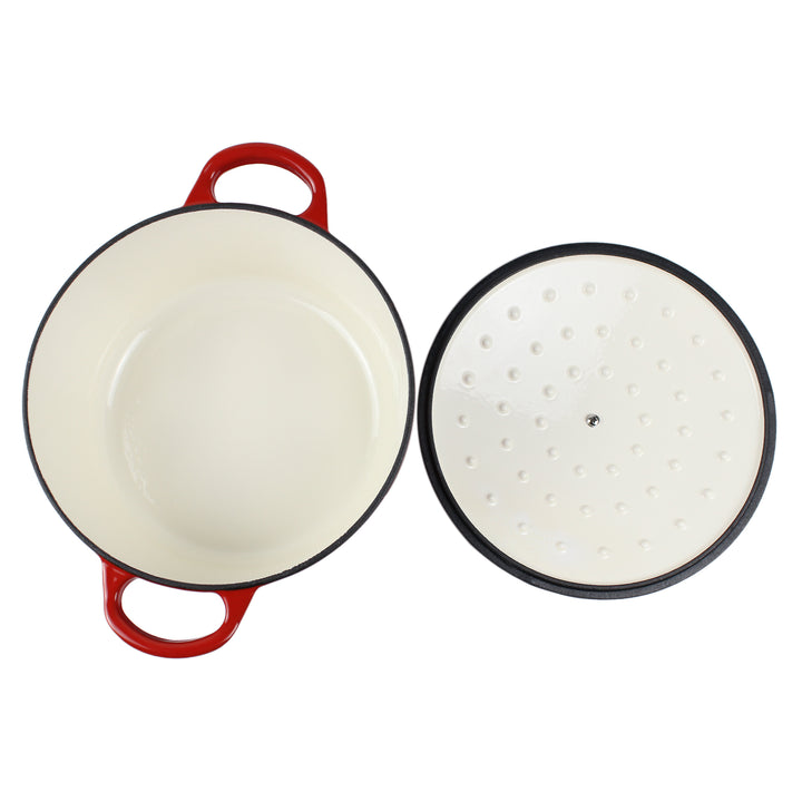 Geëmailleerde gietijzeren Dutch Oven pot, Cocotte, braadpan - rond rood 10.23" (26 cm)