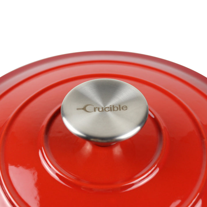 Geëmailleerde gietijzeren Dutch Oven pot, Cocotte, braadpan - rond rood 10.23" (26 cm)