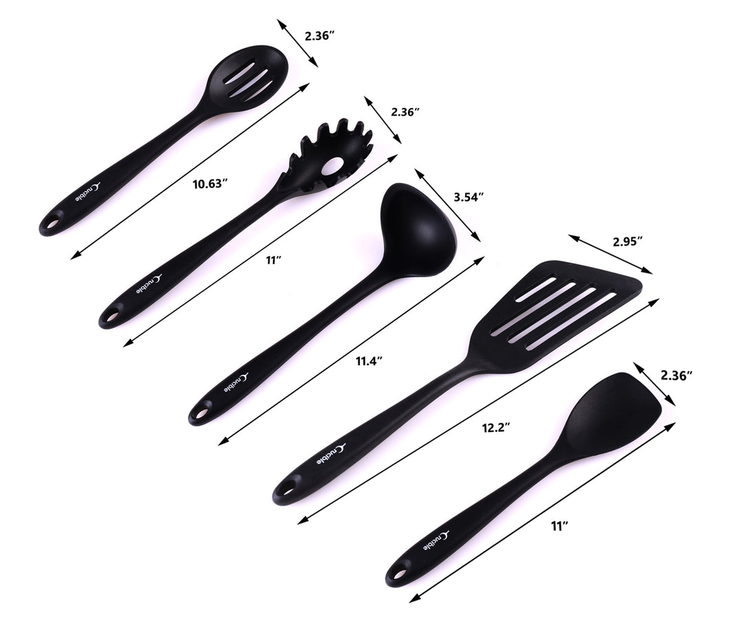 Astiasarja, 12-osainen täydellinen silikoninen leivonta- ja ruoanlaittovälineiden keittiötyökalusarja, keittoastiasarja, keittiögadgetit - Musta - Utensilios de Cocinas