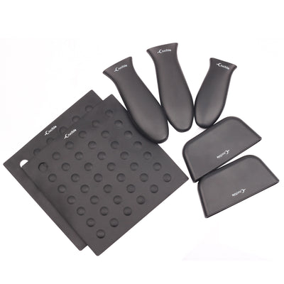 Silicone Potholders (7-Pack Mix Black) for Cast Iron Skillets and more