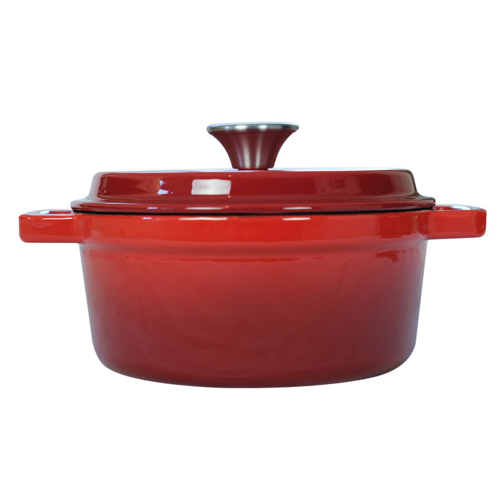 Olla de hierro fundido esmaltado Dutch Oven, Cocotte (7.87" / 20 cm de diámetro) Fuente para hornear - Roja redonda