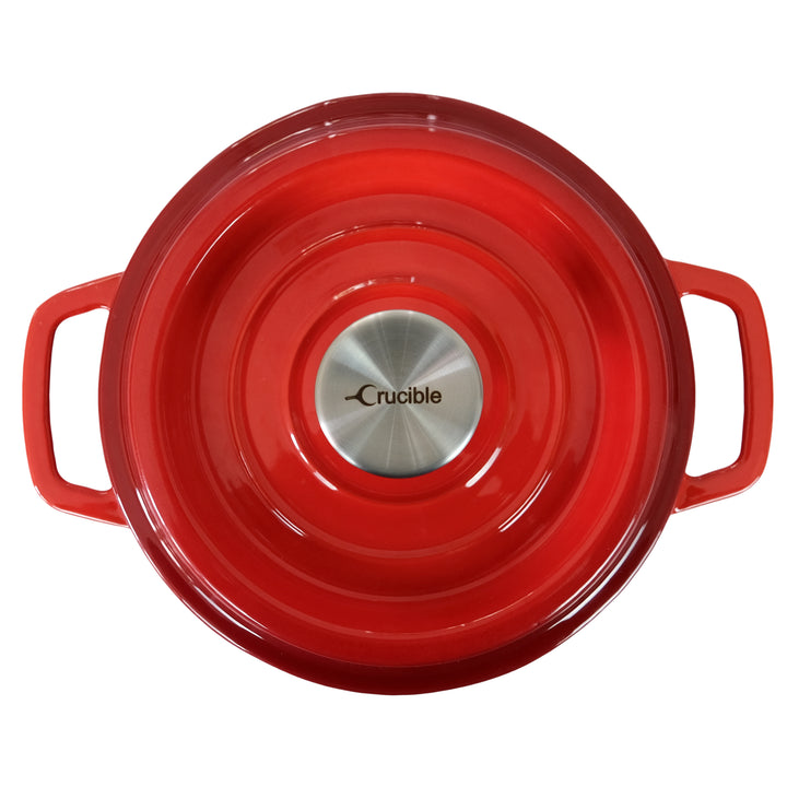 Olla de hierro fundido esmaltado Dutch Oven, Cocotte (7.87" / 20 cm de diámetro) Fuente para hornear - Roja redonda