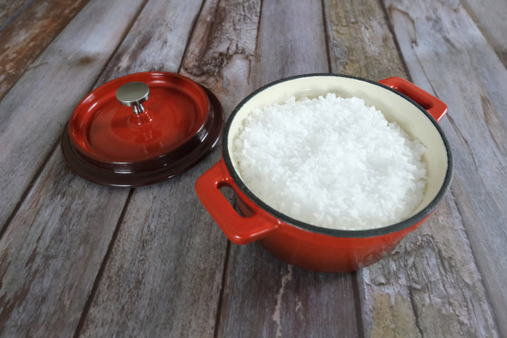 Cocotte Dutch Oven en fonte émaillée (petite) - 4" (10 cm) de diamètre - rouge rond