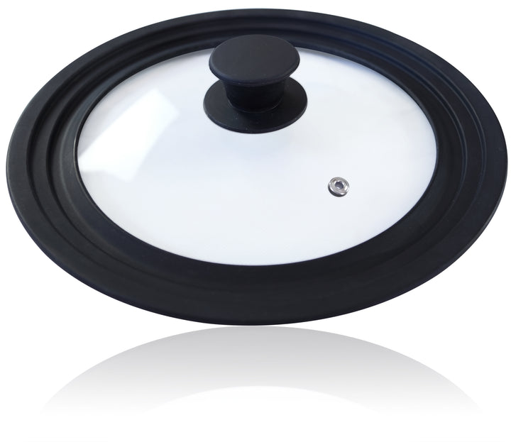 Glasslokk universalt - multistørrelse, ytre kanter 10.6” / 27 cm diameter, for gryter og panner, svart