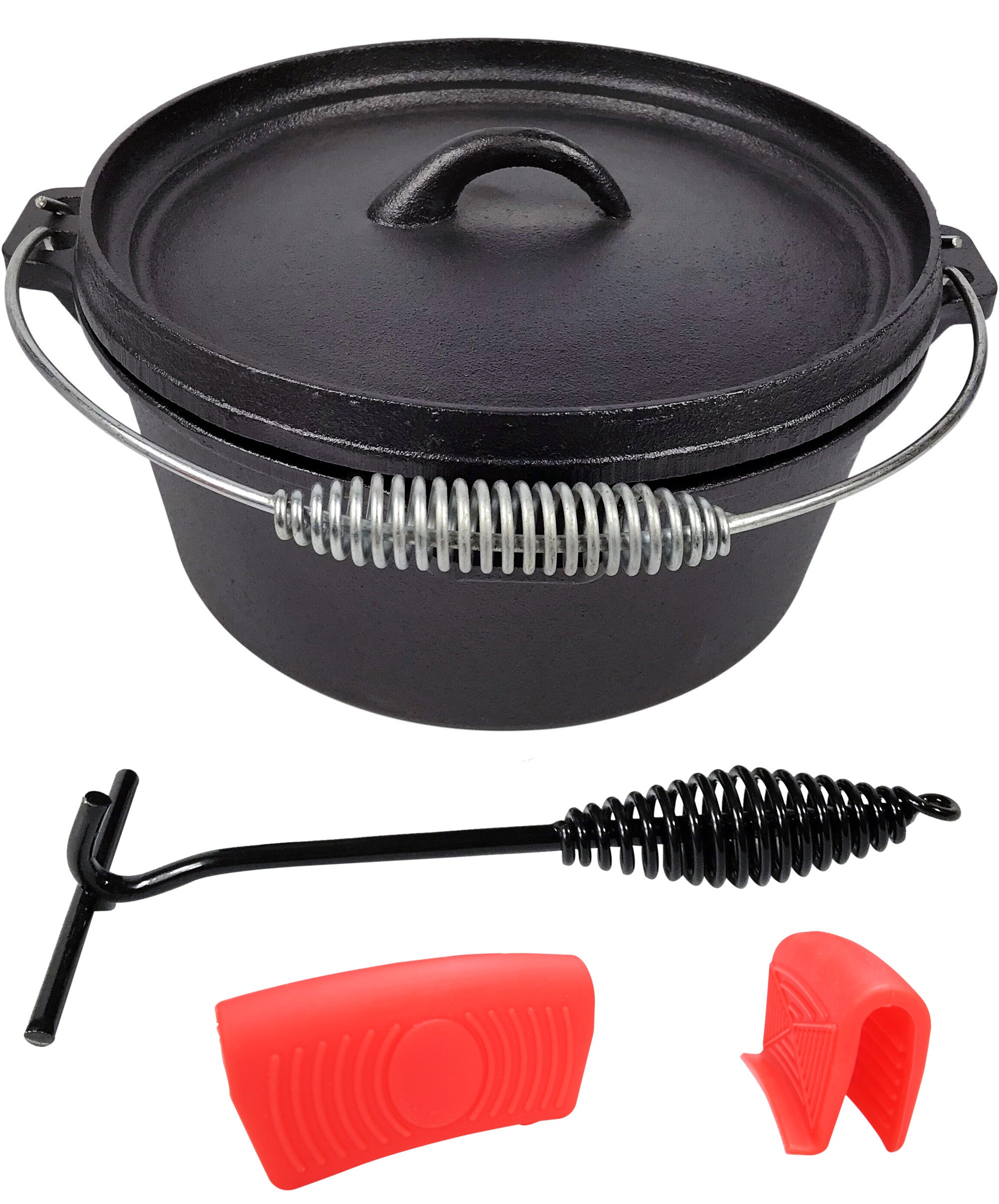 Lodge 9 Quart Cast Iron Dutch Oven. Pre Seasoned Cast Iron Pot and Lid with  Wire Bail for Camp Cooking