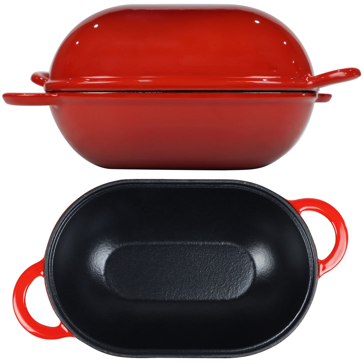 Enameled Cast Iron Bread Pan with Lid Red
