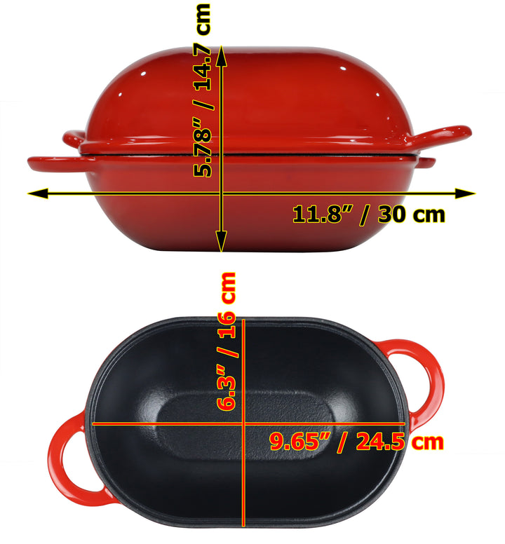 Moule à pain en fonte émaillée avec couvercle, rouge, moule résistant au four pour la cuisson, kit de pain artisanal - moule à pain