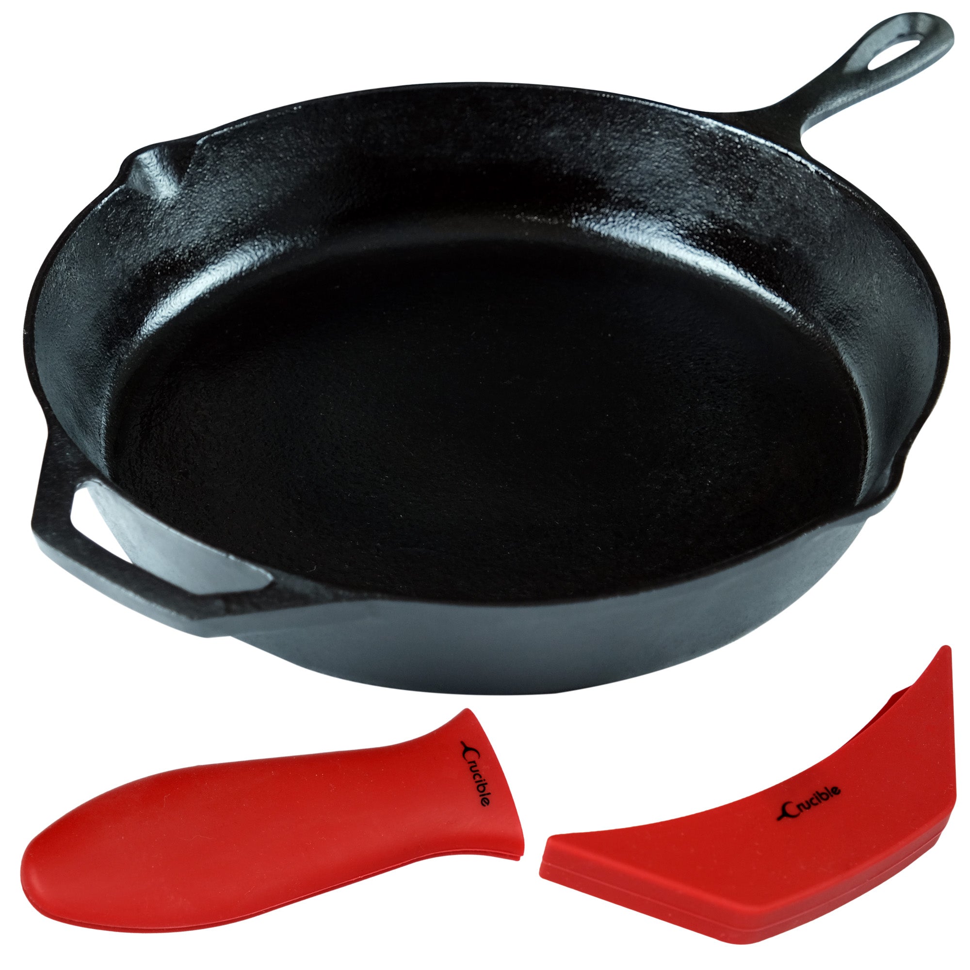 Cast Iron Skillets Frying Pans, Set of 4, for Serving, Cooking, Baking –  Crucible Cookware