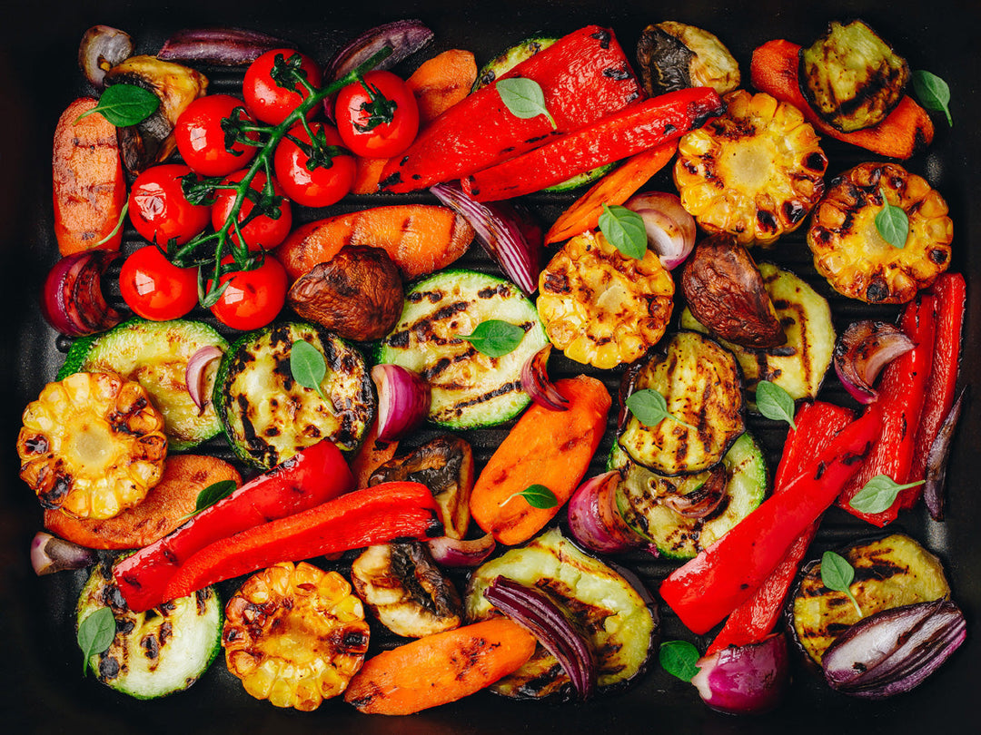 Vegetables in a cast iron skillet