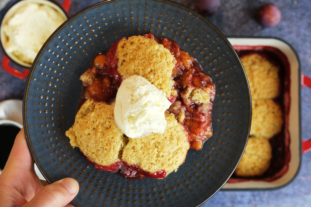 Ruby & Golden Plum Cobbler Recipe