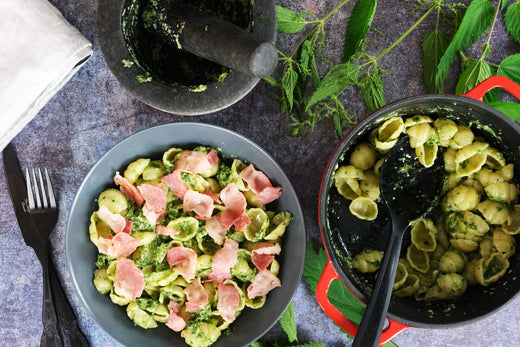 Nettle Pesto Bacon Pasta Recipe