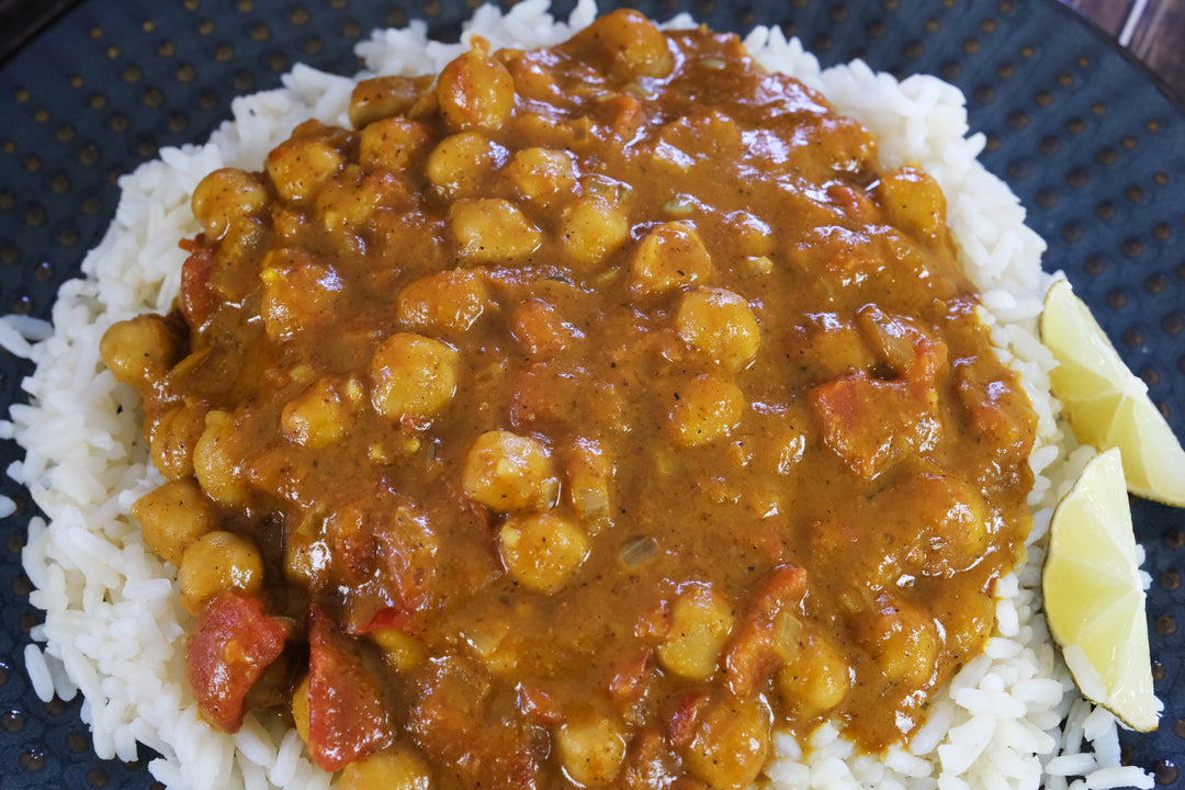 Creamy Vegan Chickpea Coconut Curry in a Cast Iron Wok
