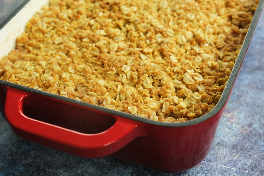 Golden Harvest Rhubarb-Apple Crumble Pie Recipe