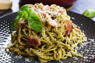 Creamy Basil Pesto Tuna Bacon Pasta