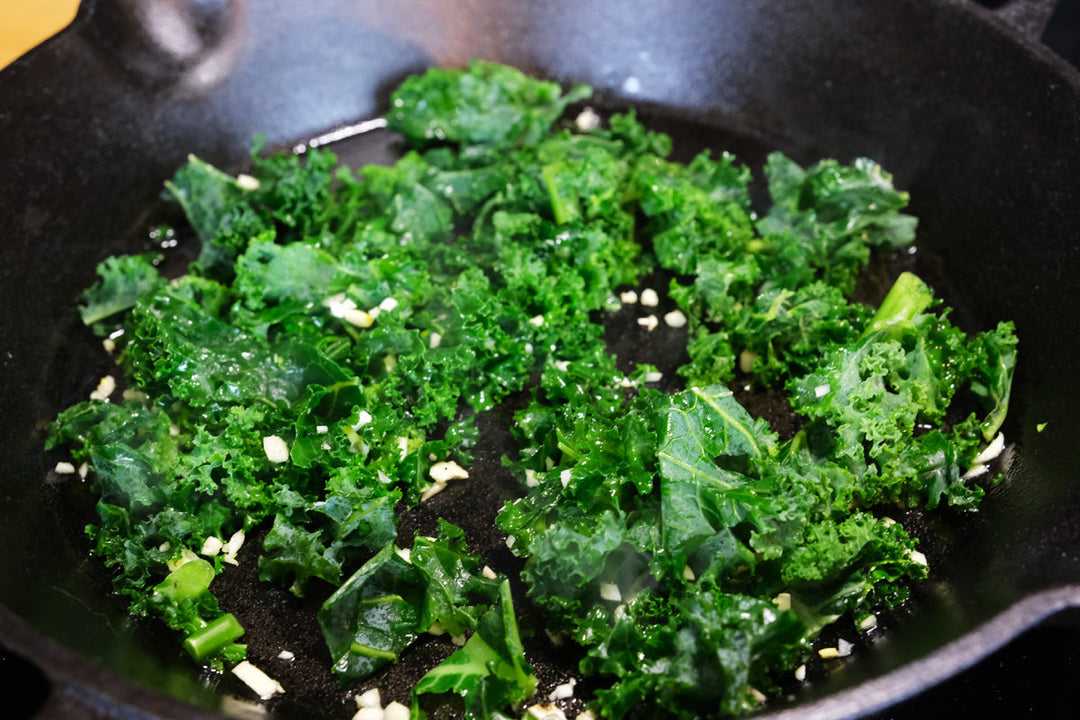 Warm Kale with Apple, Garlic, Soy & Sesame recipe