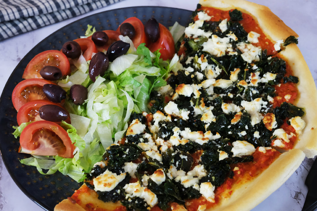 Ajvar Relish, Kale and Feta Cheese Pizza