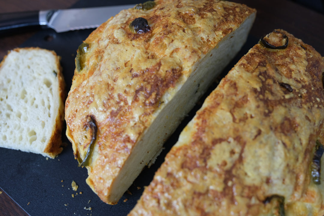 Jalapeño & Cheddar Bread in a Dutch oven