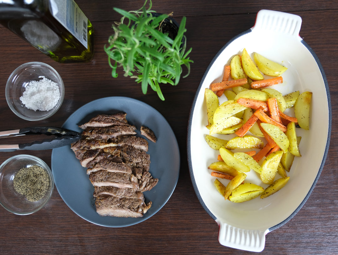 Butter-Basted Entrecôte in a Cast Iron Skillet