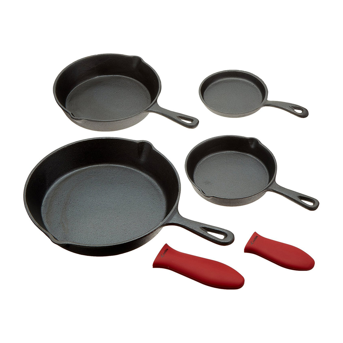 Cast Iron Skillets Frying Pans, Set of 4, for Serving, Cooking, Baking –  Crucible Cookware