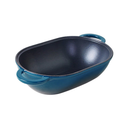 Enameled Cast Iron Bread Pan with Lid, Dark Teal Blue, Oven Safe Form for Baking, Artisan Bread Kit - Loaf Pan