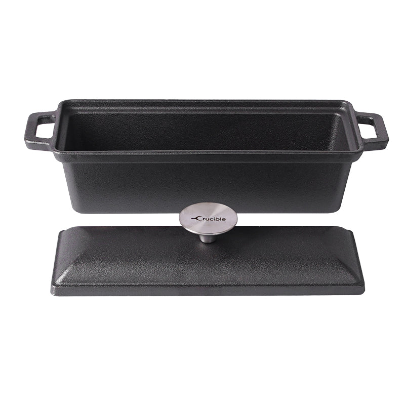 Cast Iron Bread Pan with Lid - Pre-Seasoned - Oven Safe Form for Baking and Cooking - Loaf Pan